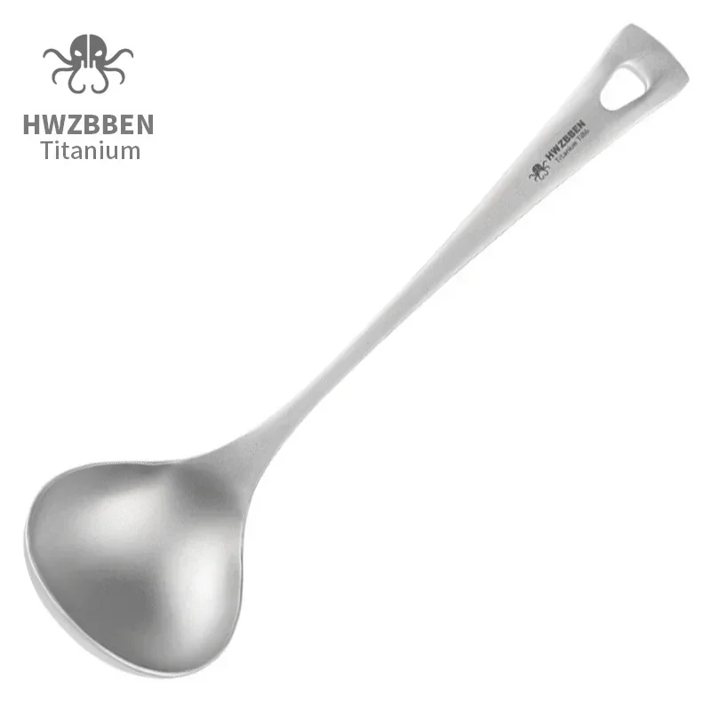 Outdoor Camping Dining Set - HWZBBEN-ملاعق حساء التيتانيوم مع مقبض طويل
