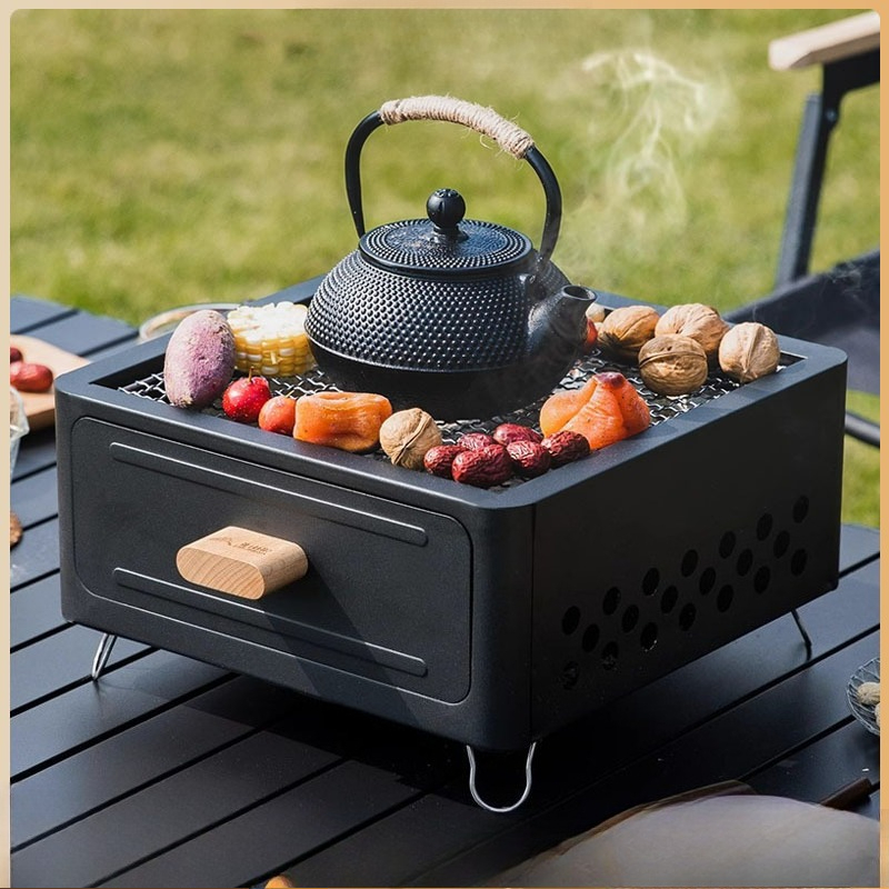 Outdoor Camping Stove - شواية فحم محمولة مربعة الشكل للاستخدام