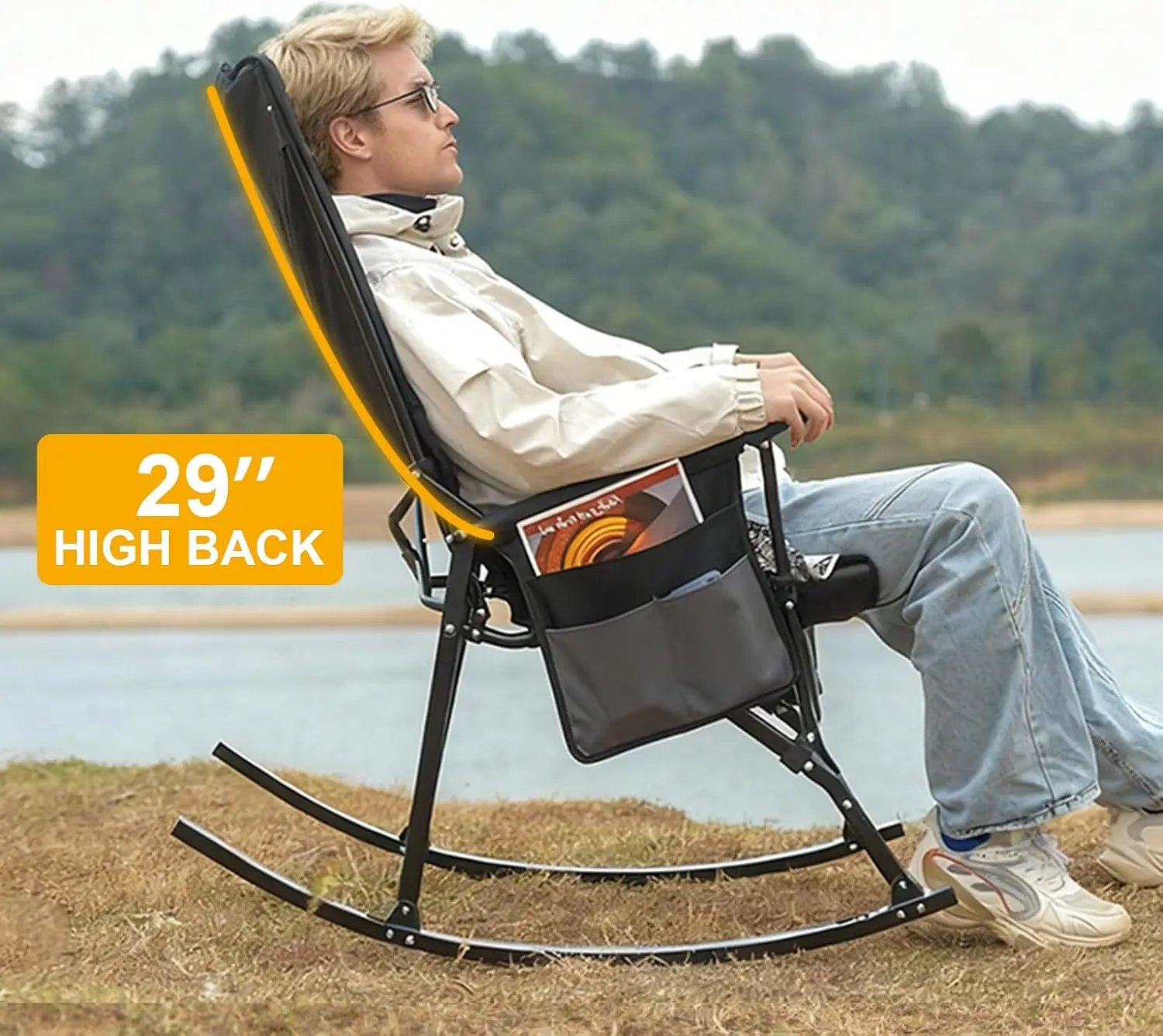 Outdoor Oversized Camping Chair - كرسي هزاز محمول بظهر مرتفع مع