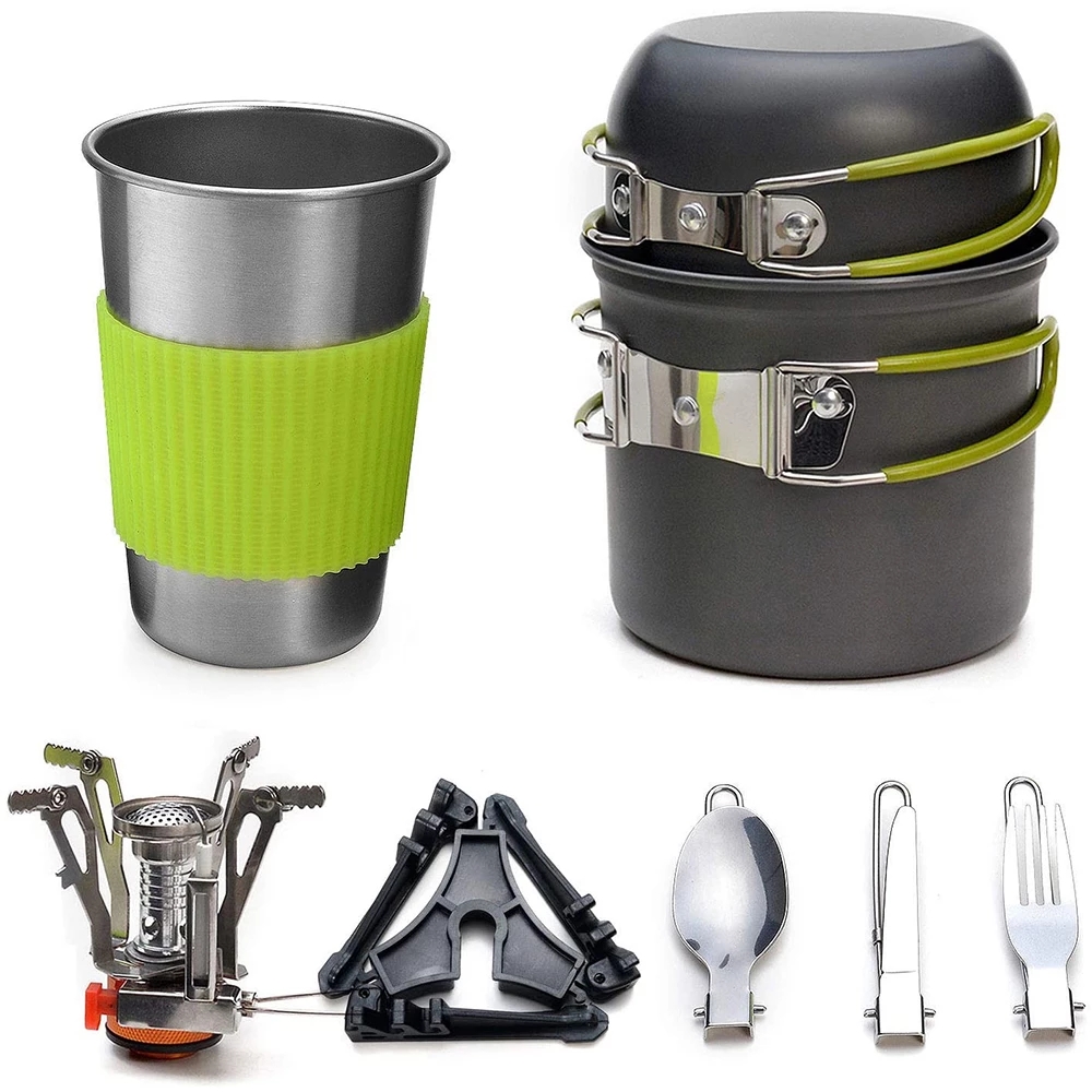 Outdoor Camping Dining Set - طقم أواني طهي للتخييم مع موقد