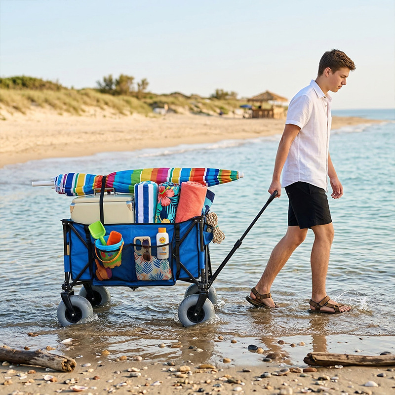 عربة شاطئ معدنية قابلة للطي مع - مراجعة Outdoor Camping Wagon وسعره