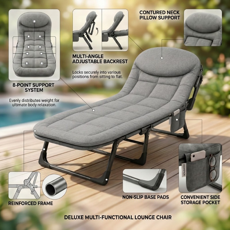 كرسي استرخاء محمول قابل للطي،  - مراجعة Outdoor Oversized Camping Chair وسعره