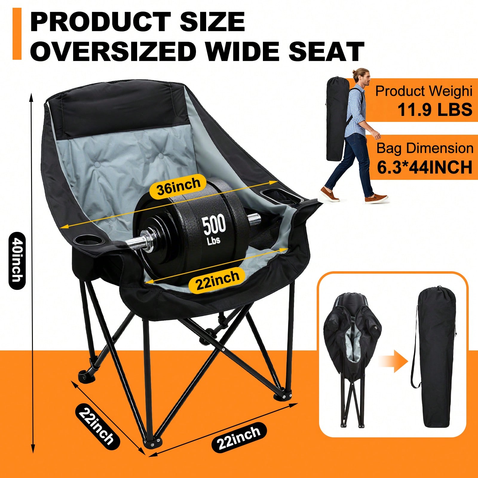 كرسي تخييم مزدوج مدفأ، كراسي ت - مراجعة Outdoor Oversized Camping Chair وسعره