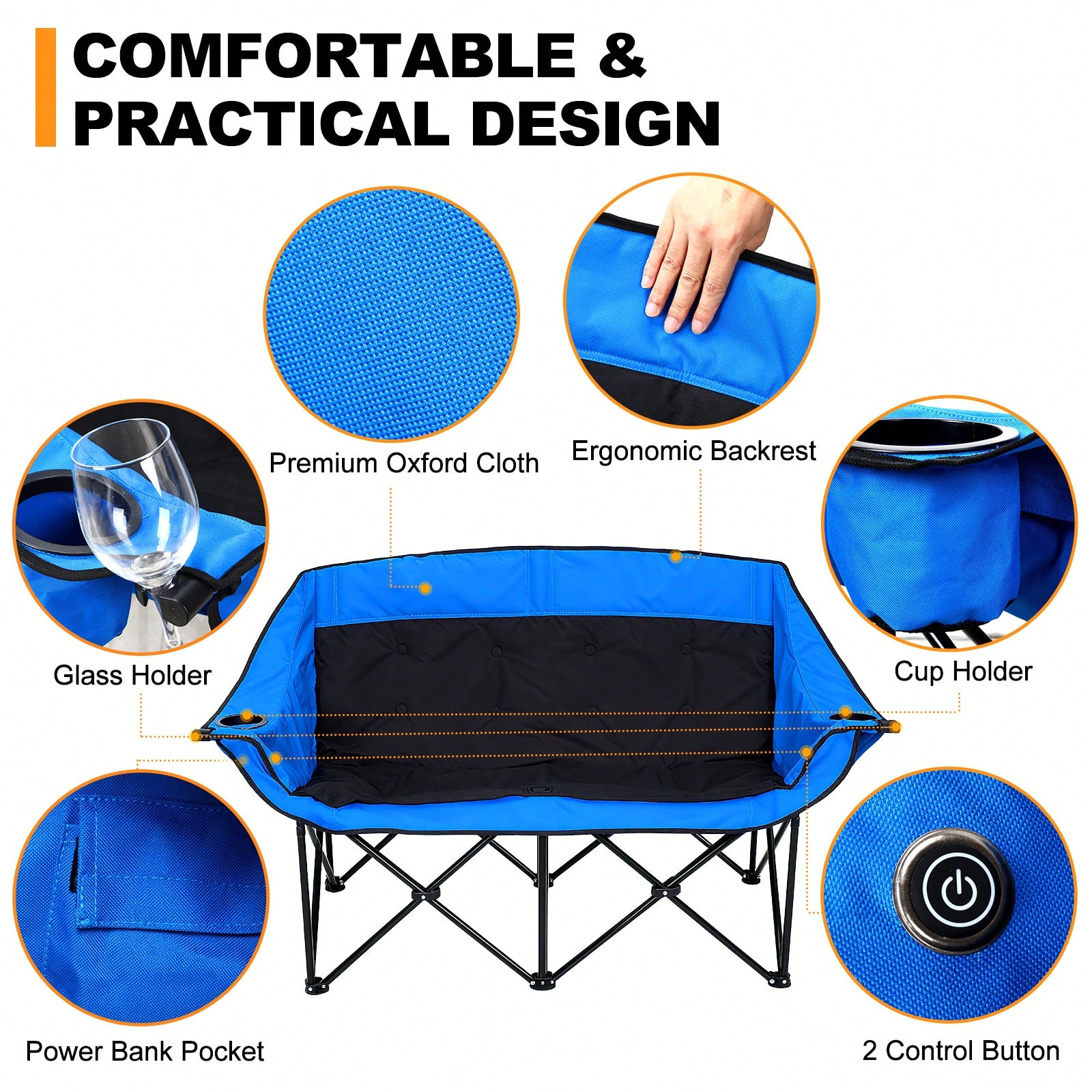 كرسي تخييم مزدوج مدفأ، كراسي ت - مراجعة Outdoor Oversized Camping Chair وسعره