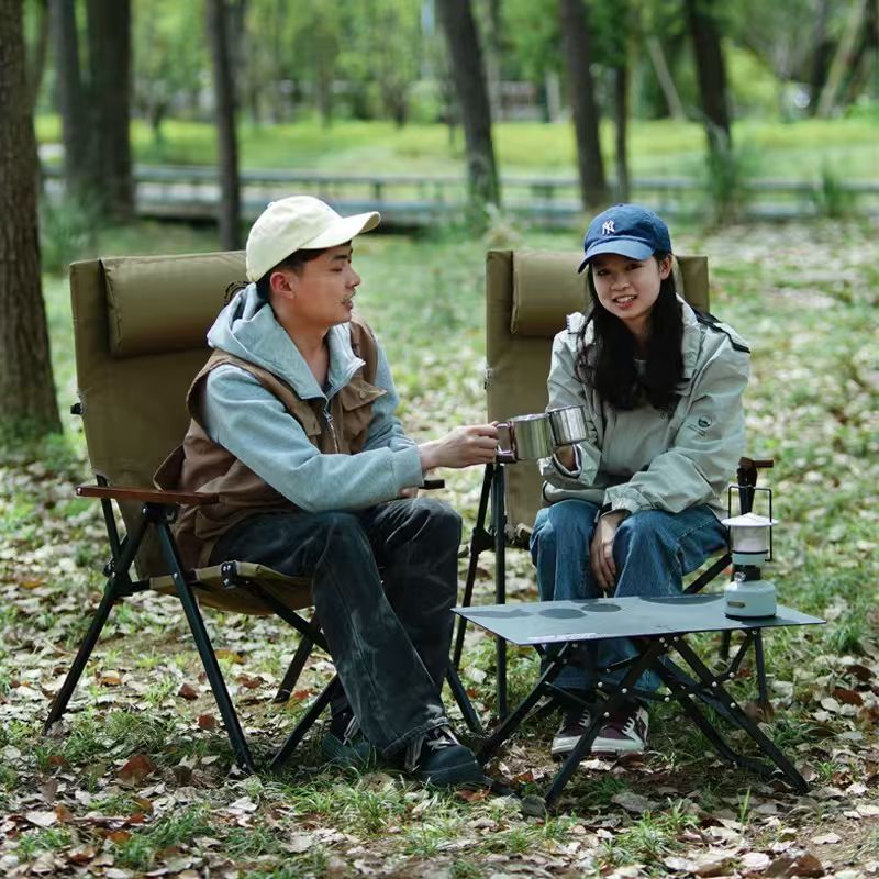 كرسي شاطئ وتخييم قابل للطي بظه - مراجعة Outdoor Camping Lounge Chairs وسعره