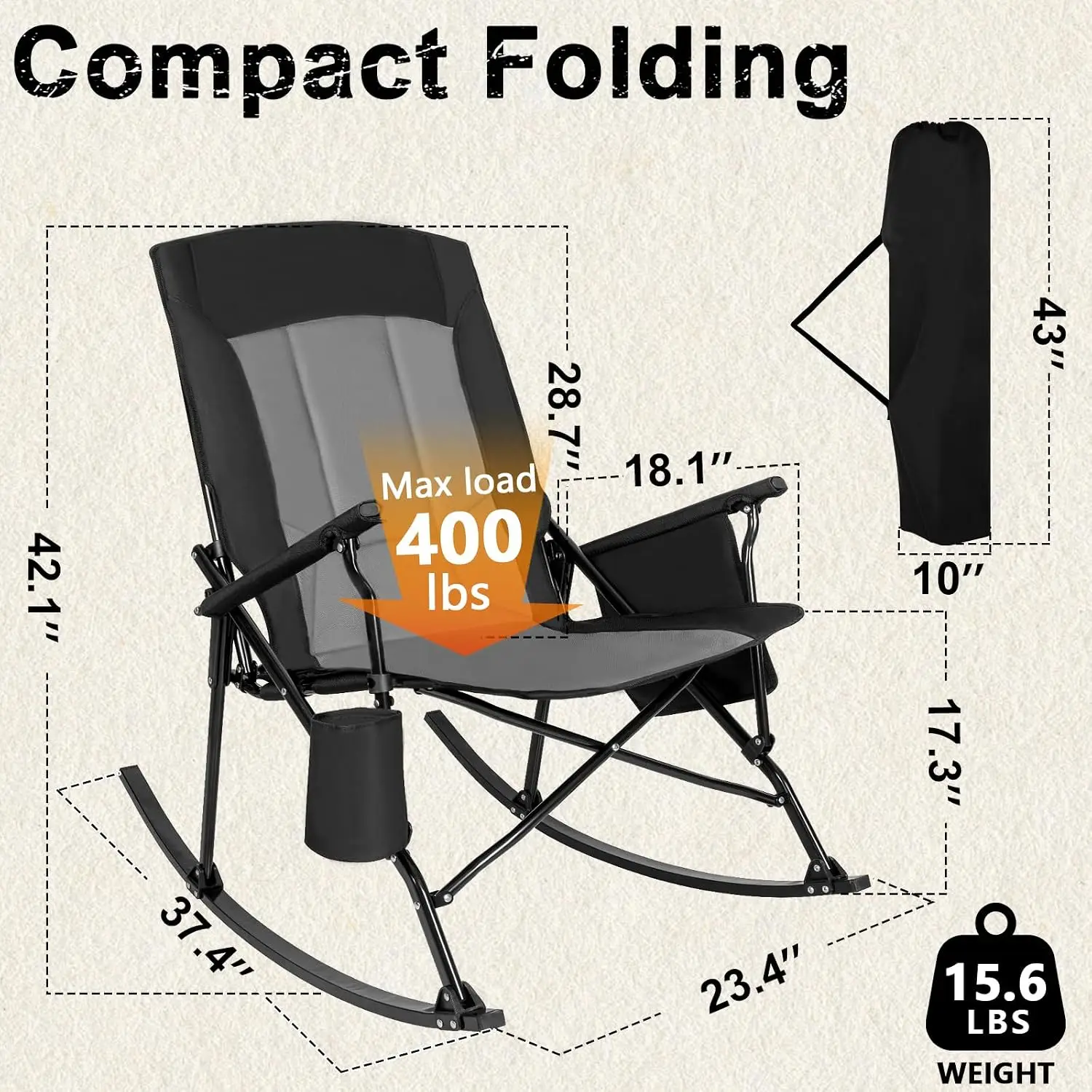 كرسي هزاز محمول بظهر مرتفع مع  - مراجعة Outdoor Oversized Camping Chair وسعره