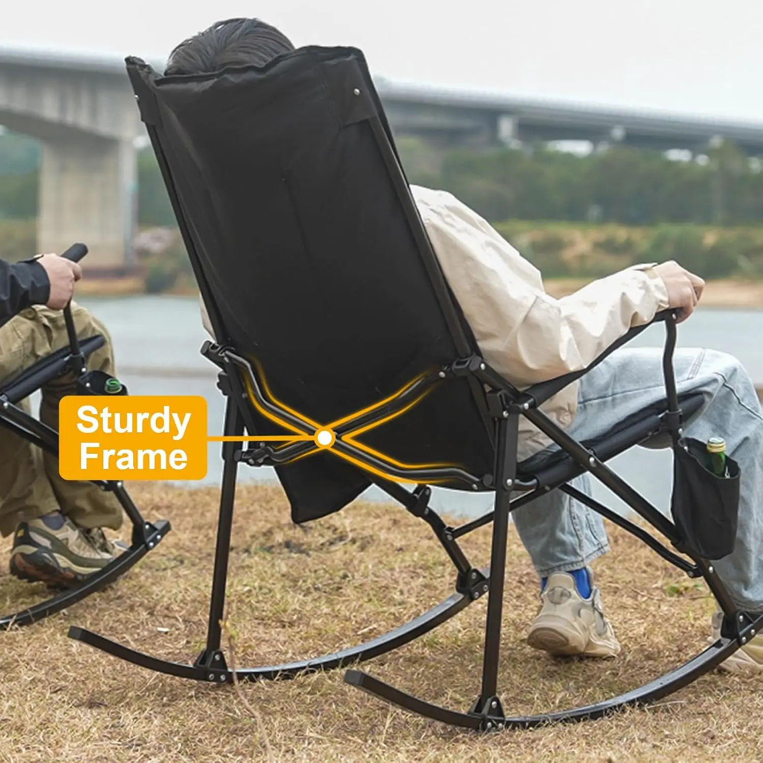 كرسي هزاز محمول بظهر مرتفع مع  - مراجعة Outdoor Oversized Camping Chair وسعره