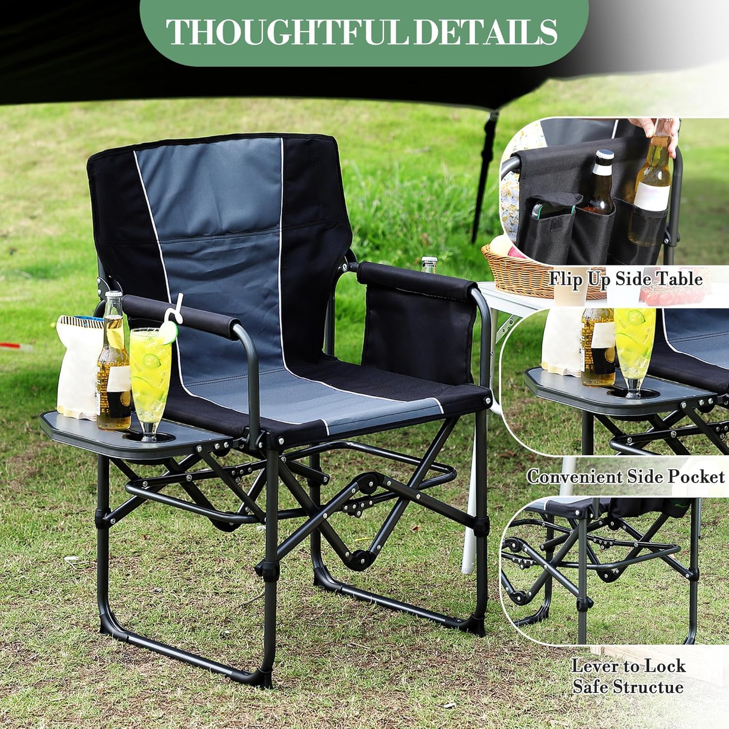 كراسي تخييم كبيرة الحجم للبالغ - مراجعة Outdoor Oversized Camping Chair وسعره