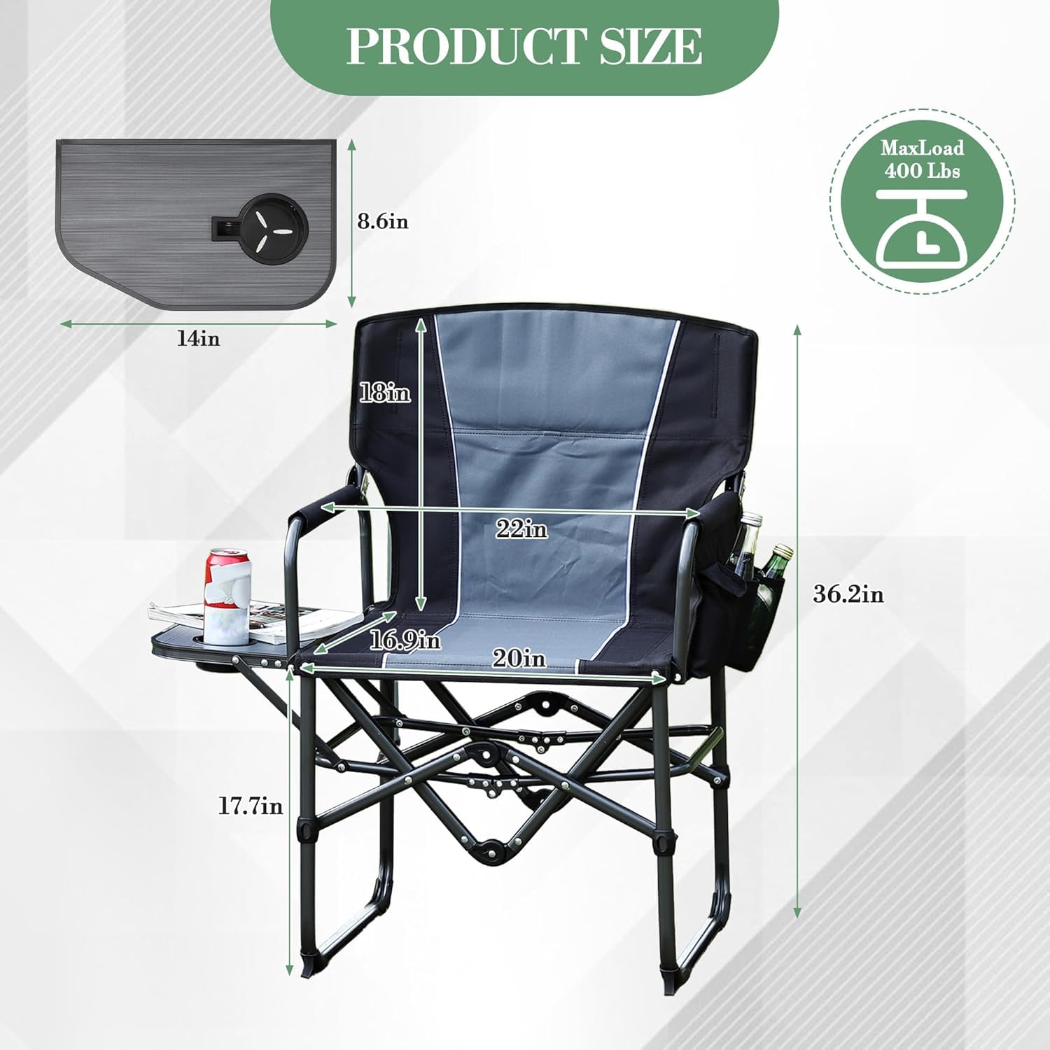 كراسي تخييم كبيرة الحجم للبالغ - مراجعة Outdoor Oversized Camping Chair وسعره