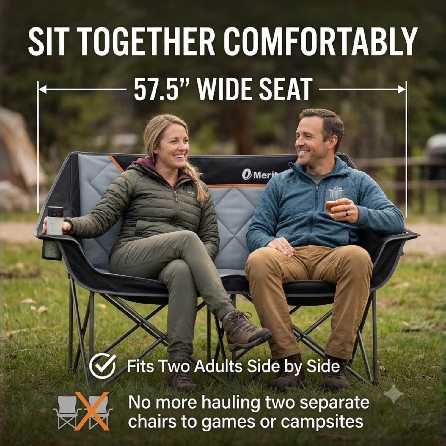 كرسي تخييم مزدوج قابل للطي بحم - مراجعة Outdoor Oversized Camping Chair وسعره