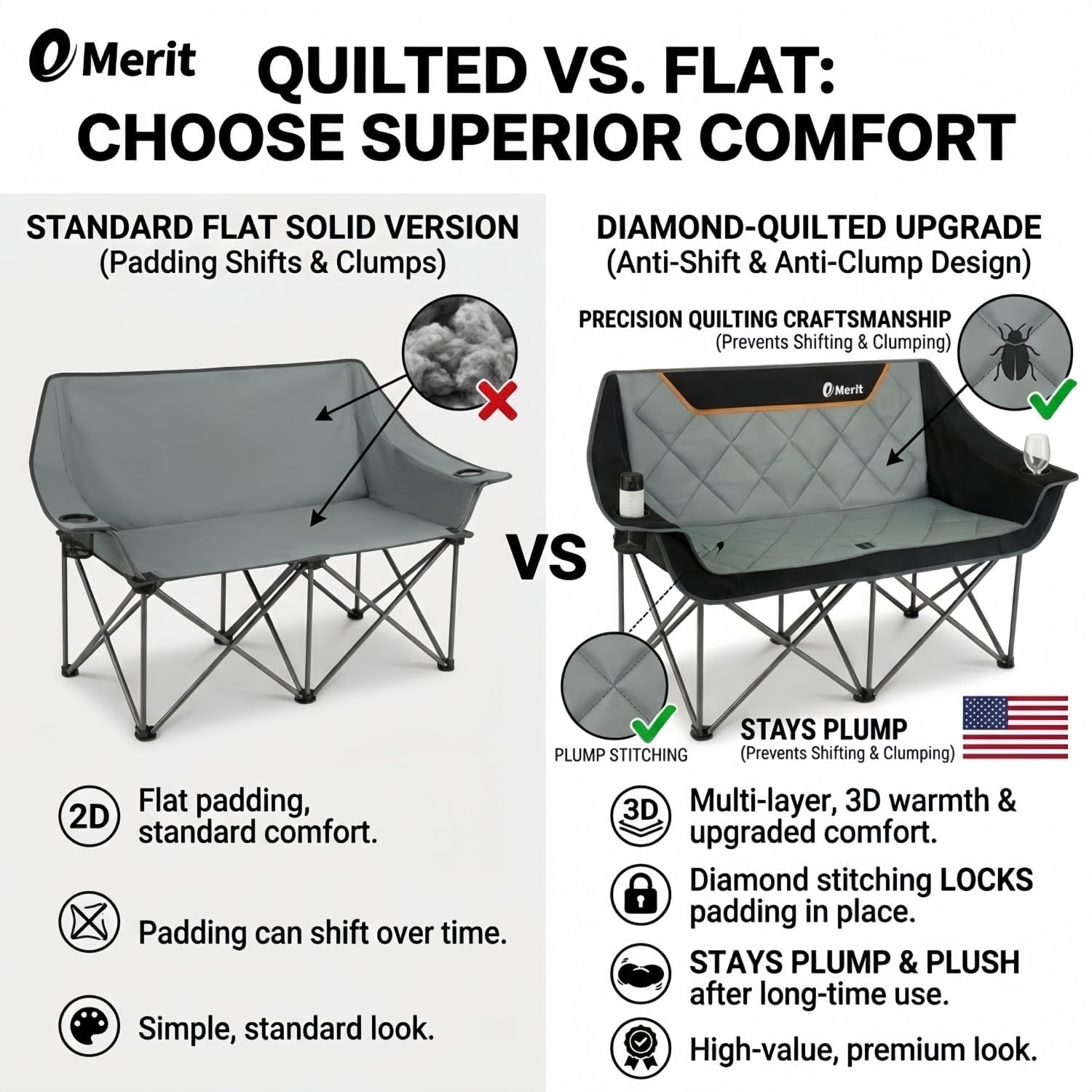 كرسي تخييم مزدوج قابل للطي بحم - مراجعة Outdoor Oversized Camping Chair وسعره