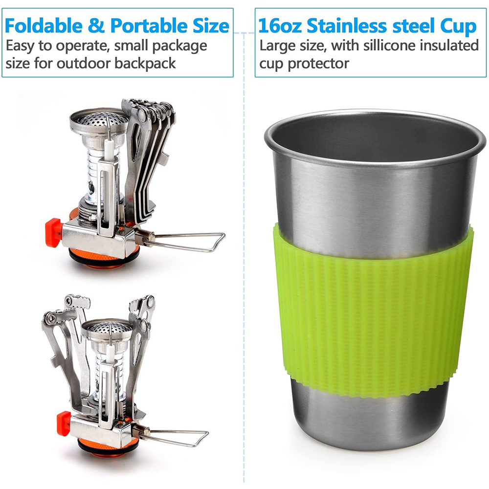 طقم أواني طهي للتخييم مع موقد  - مراجعة Outdoor Camping Dining Set وسعره